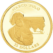 Moneda, Liberia, Marco Polo, 25 Dollars, 2001, American Mint, Proof, FDC, Oro