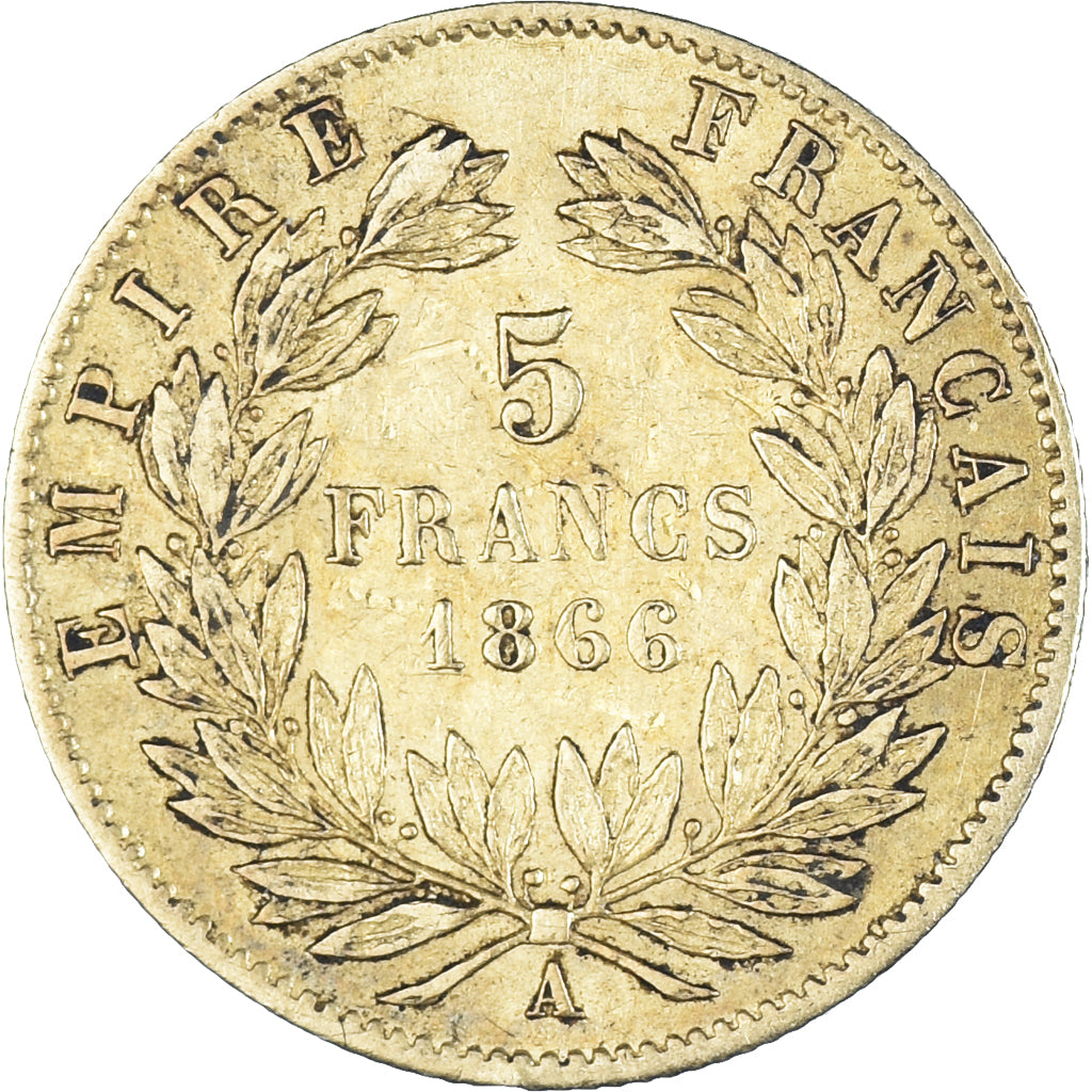 Münze, Frankreich, Napoleon III, 5 Francs, 1866, Paris, SS, Gold, KM:803.1