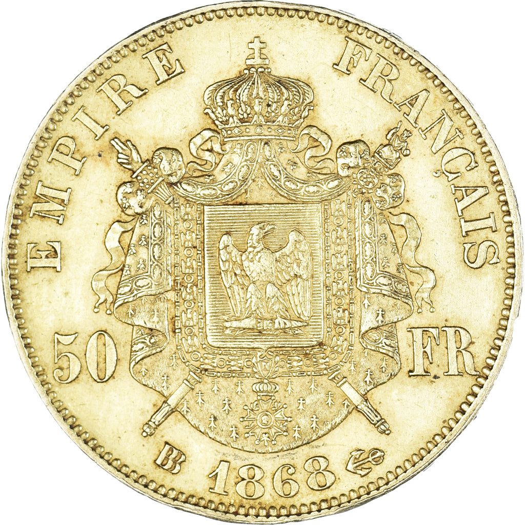 Coin, France, Napoleon III, 50 Francs, 1868, Strasbourg, AU(50-53), Gold