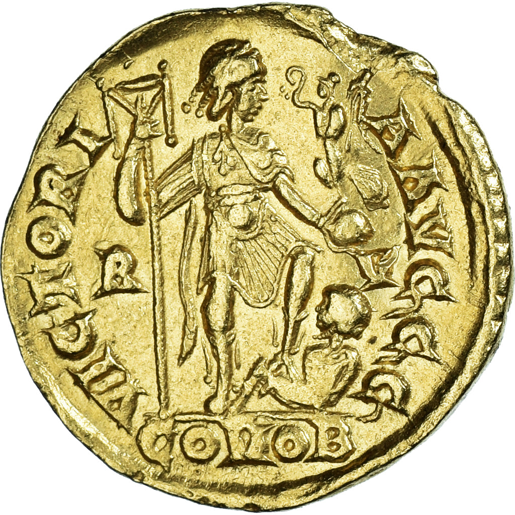Coin, Honorius, Solidus, 402-406, Ravenna, AU(55-58), Gold, RIC:1287
