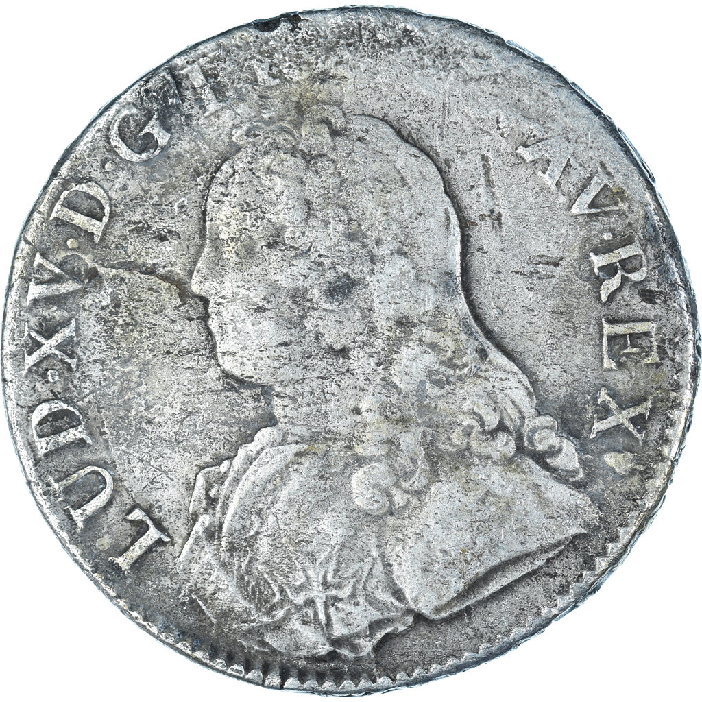 Moneta, Francja, Louis XV, Ecu aux branches d'olivier, 1735, Reims, VF(30-35)