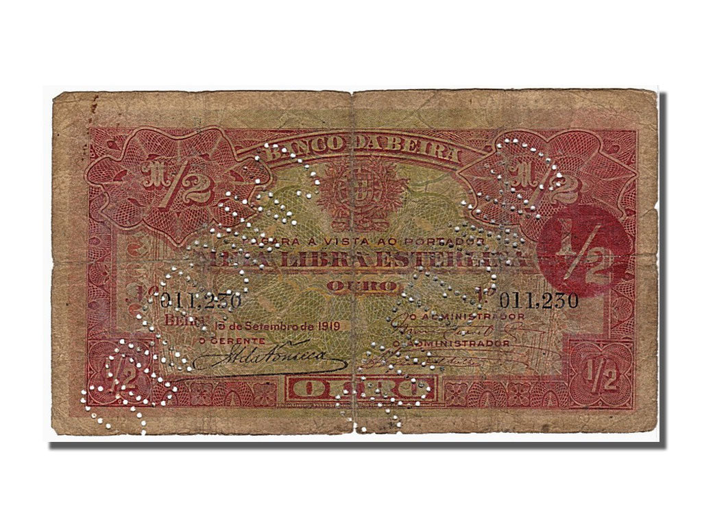 Banconote, Mozambico, 1/2 Libra, 1919, KM:R5, B
