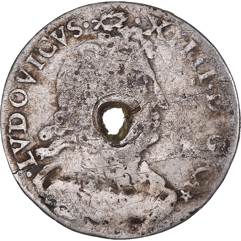 Moeda, França, Louis XIV, 4 Sols des Traitants, Paris ou Vimy, Holed, F(12-15)