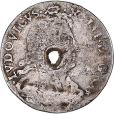 Moeda, França, Louis XIV, 4 Sols des Traitants, Paris ou Vimy, Holed, F(12-15)