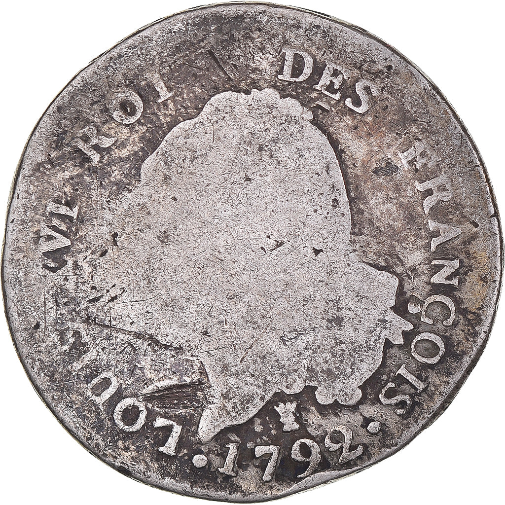 Coin, France, Louis XVI, 30 sols françois, 1792 / AN 4, Limoges, F(12-15)
