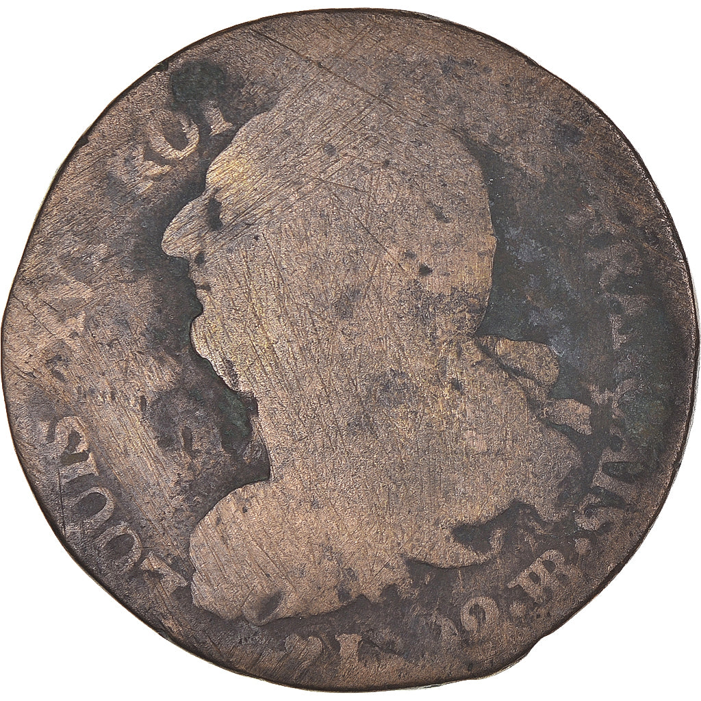 Coin, France, Louis XVI, 2 sols Français, 1792 / AN 4, Strasbourg, F(12-15)