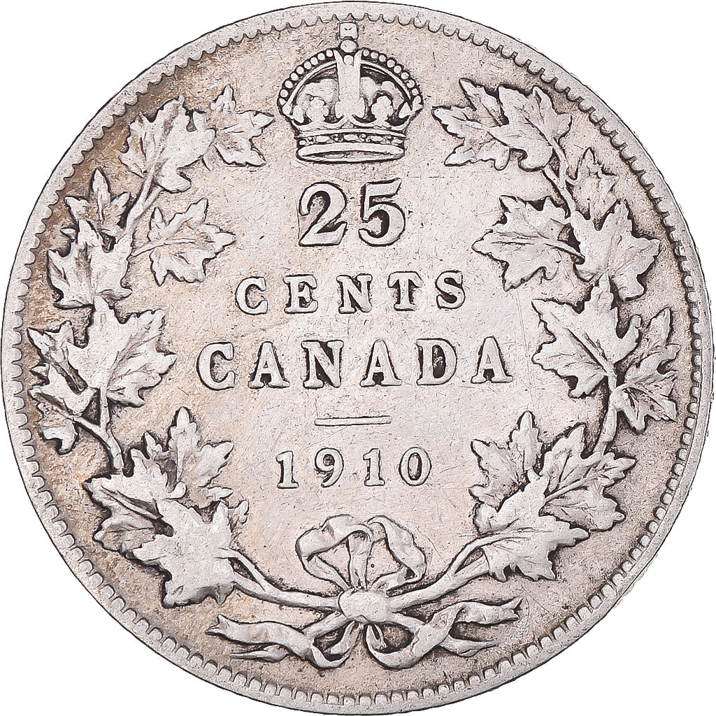 Moneta, Canada, Edward VII, 25 Cents, 1910, Royal Canadian Mint, Ottawa
