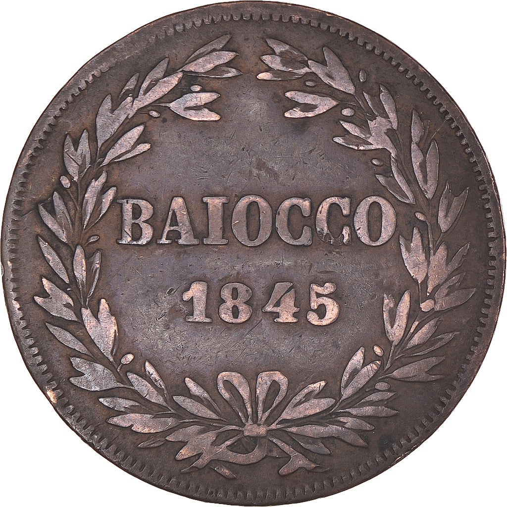 Coin, ITALIAN STATES, PAPAL STATES, Gregory XVI, Baiocco, 1845-XV, Roma