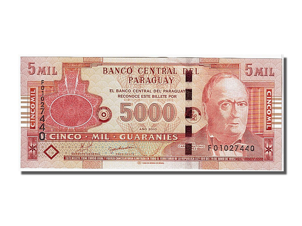 Banknote, Paraguay, 5000 Guaranies, 2010, KM:223c, UNC(63)