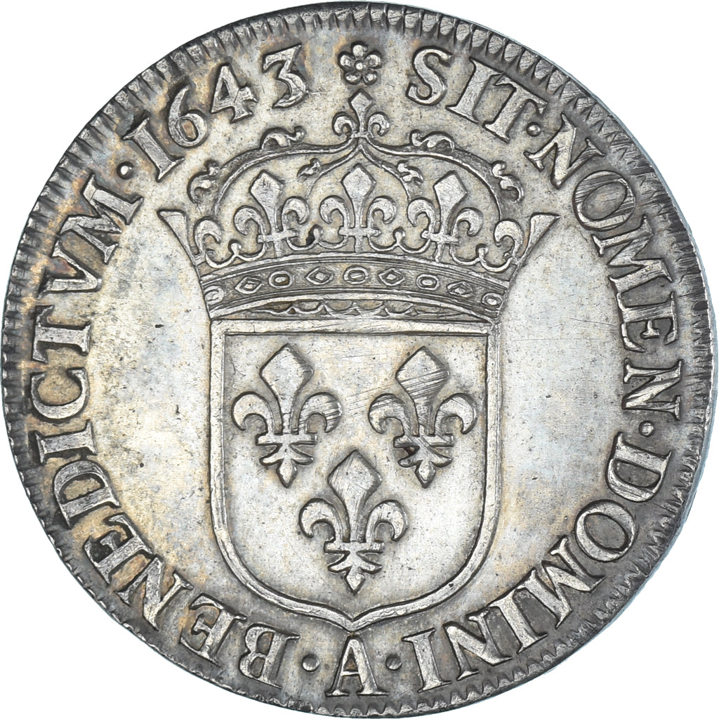 Coin, France, Louis XIII, 1/4 écu, 2e poinçon de Warin, 1643, Paris