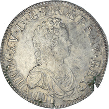 Monnaie, France, Louis XV, Ecu Vertugadin, 1716, Reims, réformé, TTB+, Argent