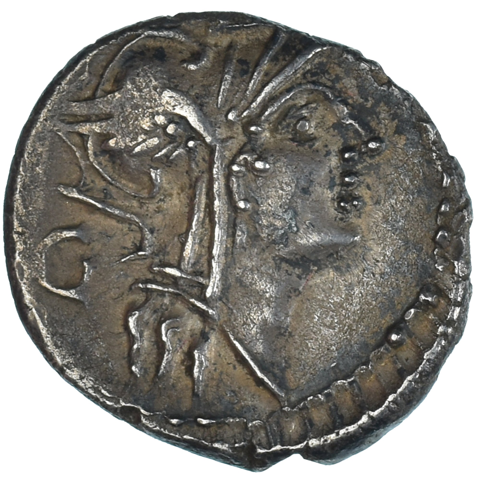 Moeda, D. Iunius Silanus, Denarius, 91 BC, Rome, AU(50-53), Prata