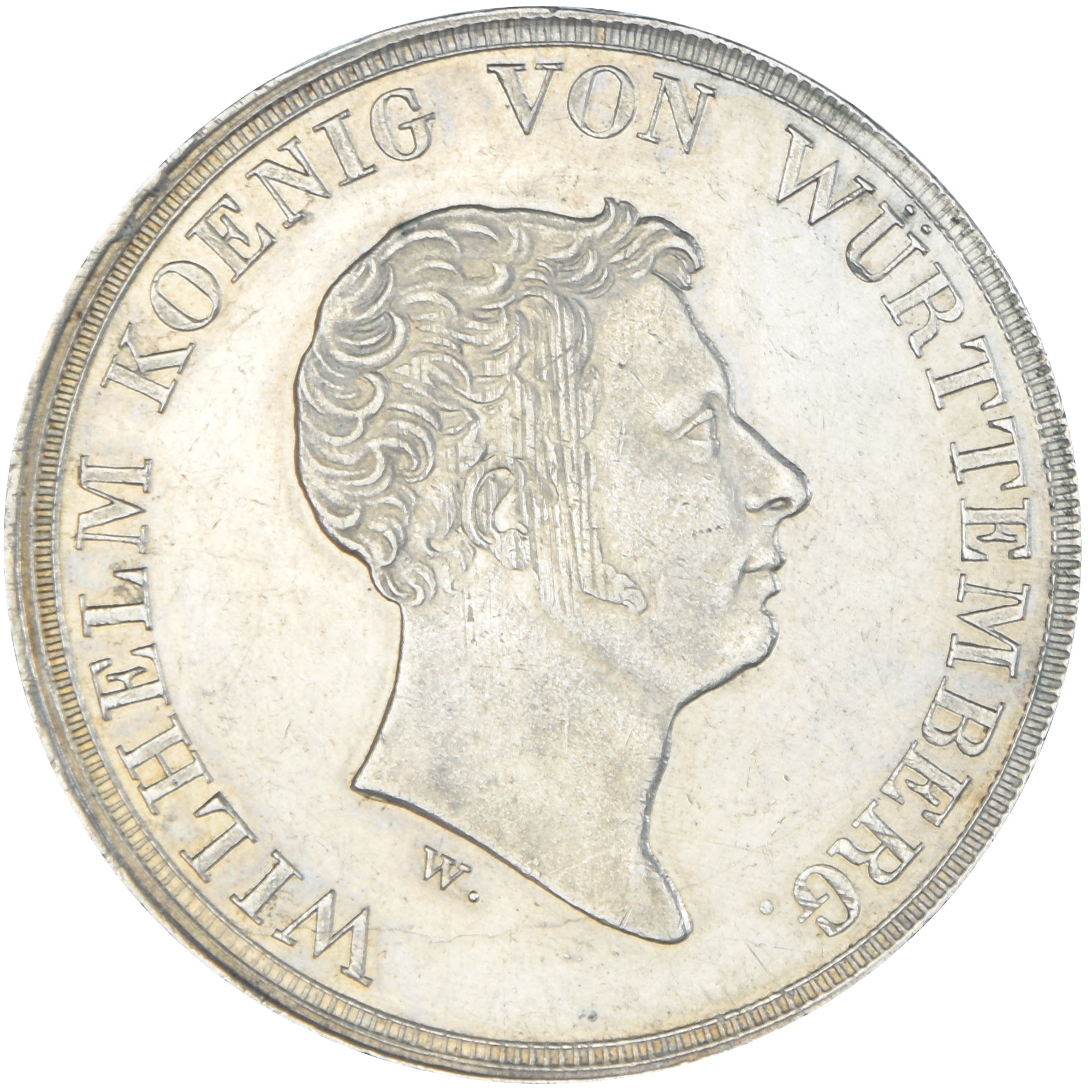 Coin, German States, WURTTEMBERG, Wilhelm I, Thaler, 1833, Stuttgart, AU(55-58)
