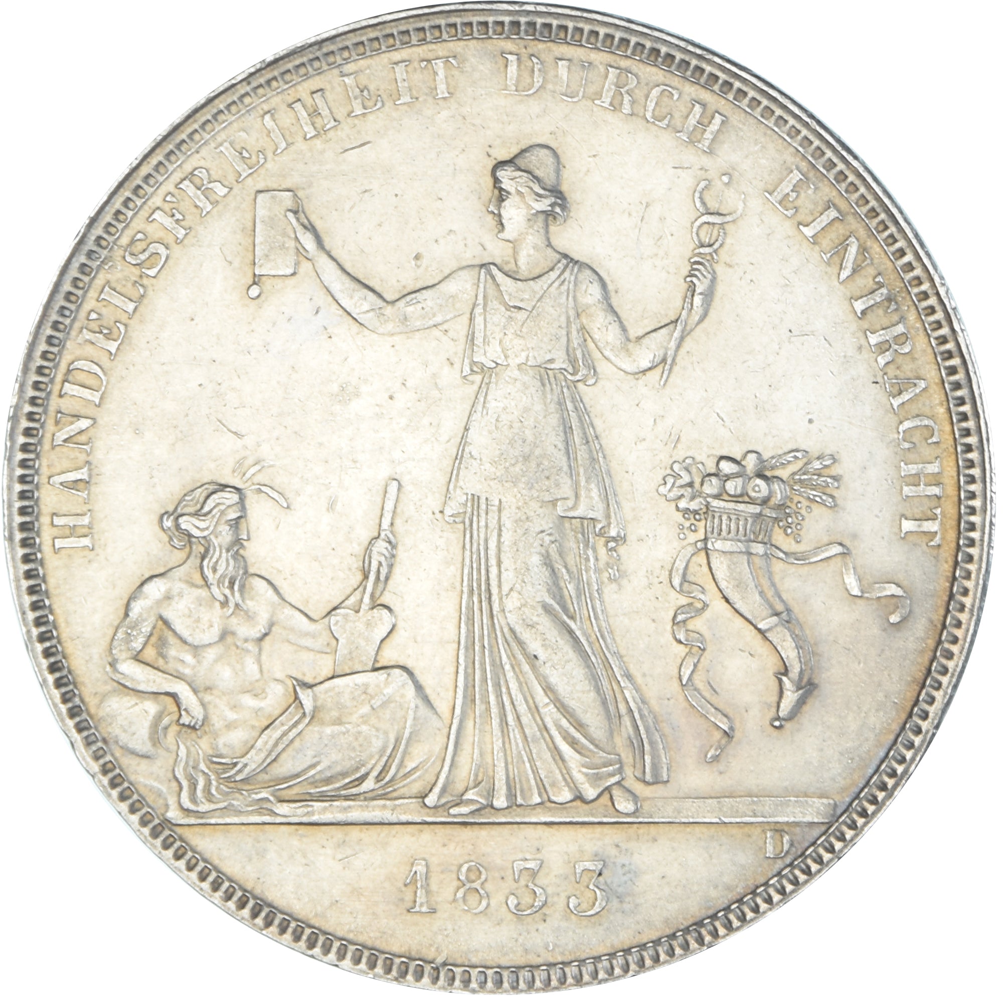 Coin, German States, WURTTEMBERG, Wilhelm I, Thaler, 1833, Stuttgart, AU(55-58)