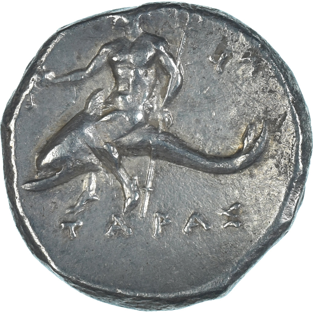 Coin, Calabria, Didrachm, 280-272 BC, Tarentum, AU(50-53), Silver