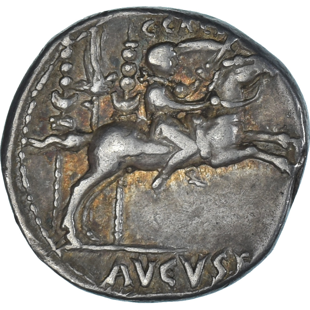 Coin, Augustus, Denarius, 8-7 BC, Lyon - Lugdunum, EF(40-45), Silver, Cohen:40