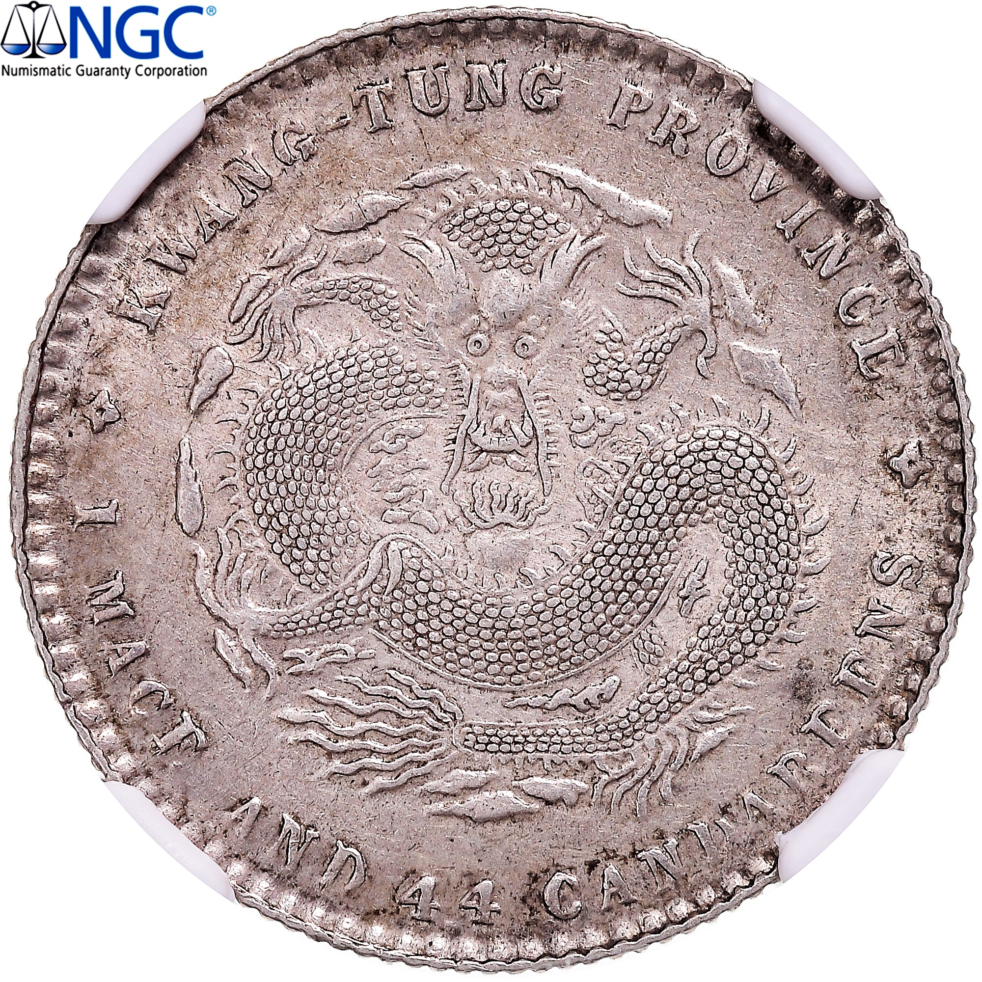 Moneta, Cina, KWANGTUNG PROVINCE, Hsuan-T'ung, 20 Cents, ND (1909-1911), NGC, AU