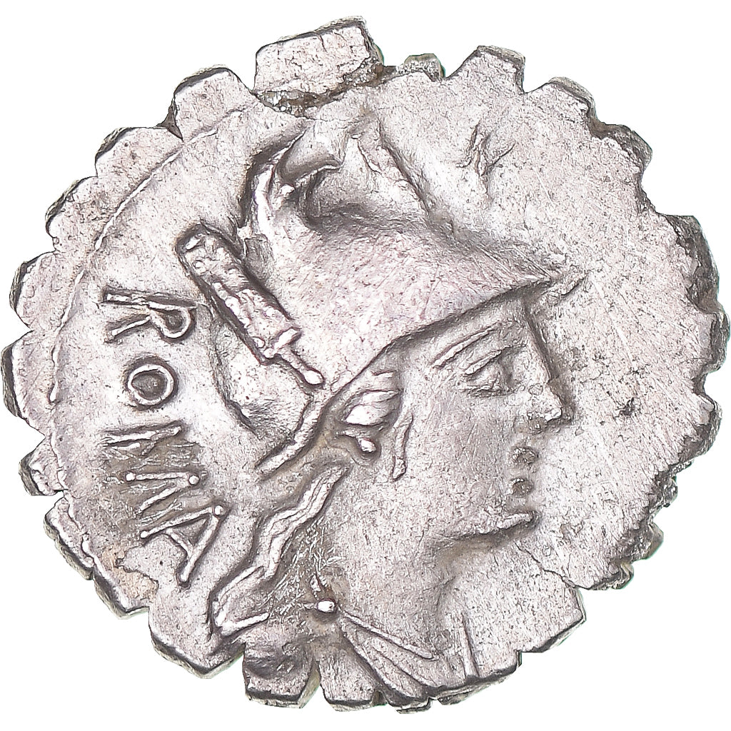 Moneta, C. Poblicius Q.f., Denarius Serratus, ca. 80 BC, Rome, Repaired