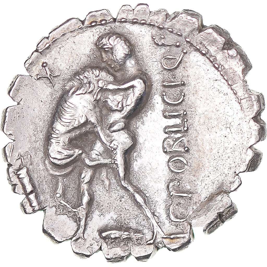 Moneta, C. Poblicius Q.f., Denarius Serratus, ca. 80 BC, Rome, Repaired