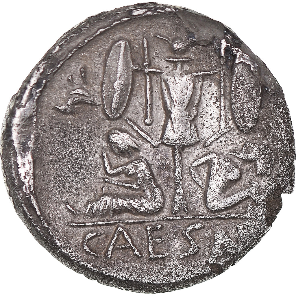 Moneta, Julius Caesar, Denarius, 46-45 BC, Military mint in Spain, BB, Argento