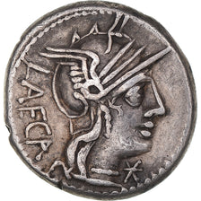 Moneda, M. Porcius Laeca, Denarius, 125 BC, Rome, BC+, Plata, Crawford:270/1