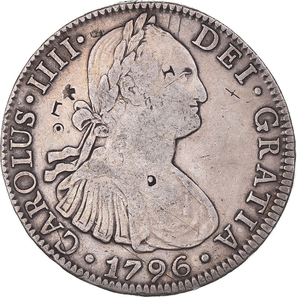 Moneta, Hiszpania, Charles IV, 8 Reales, 1796, Mexico, Przebicie, VF(30-35)