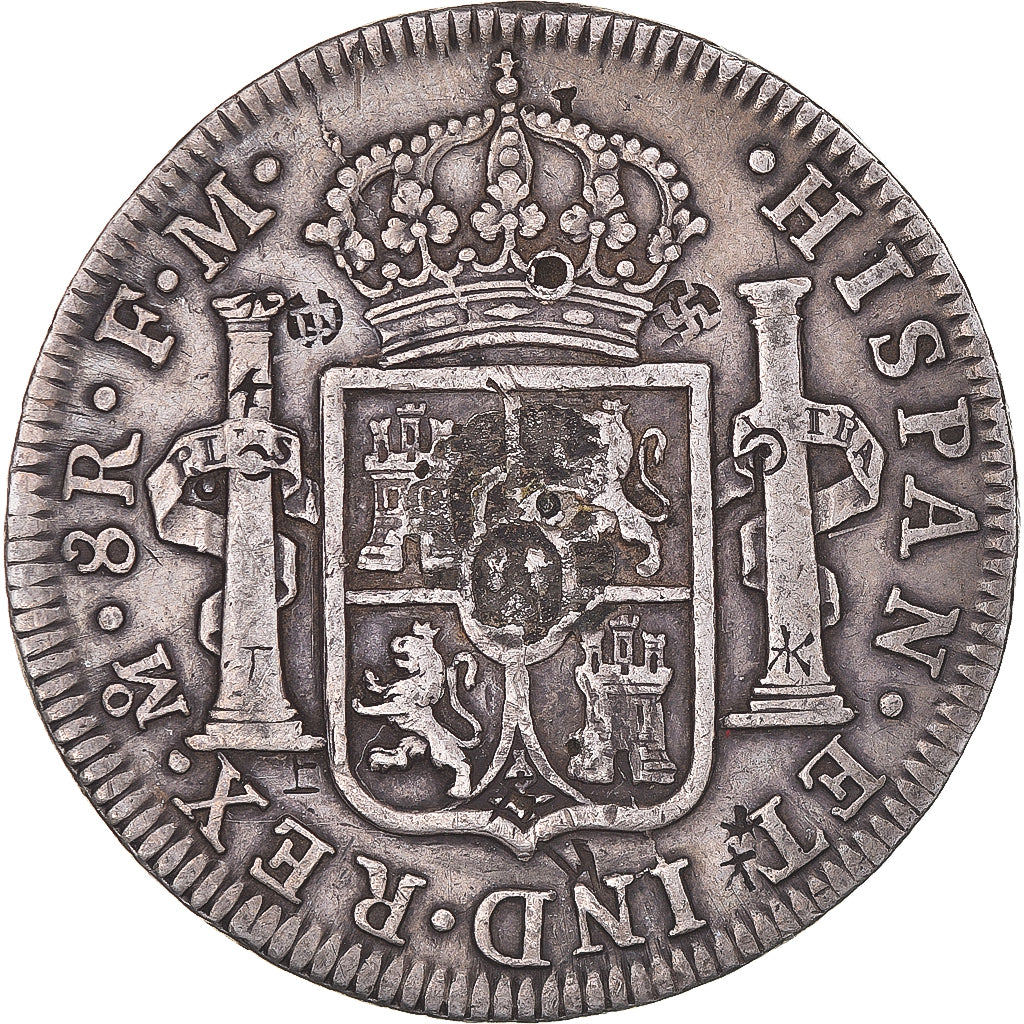 Moneta, Hiszpania, Charles IV, 8 Reales, 1796, Mexico, Przebicie, VF(30-35)