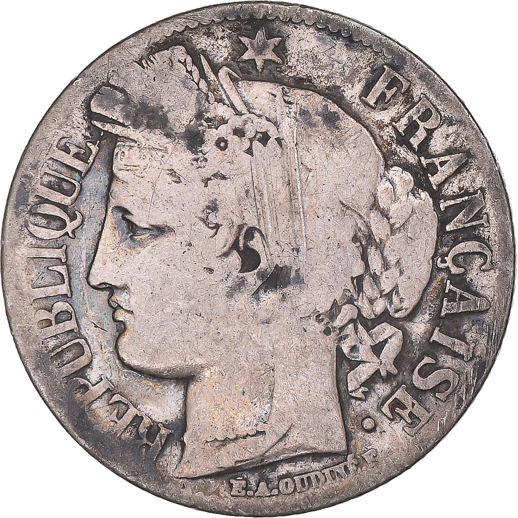 Coin, France, Cérès, Franc, 1871, Paris, VF(30-35), Silver, KM:822.1