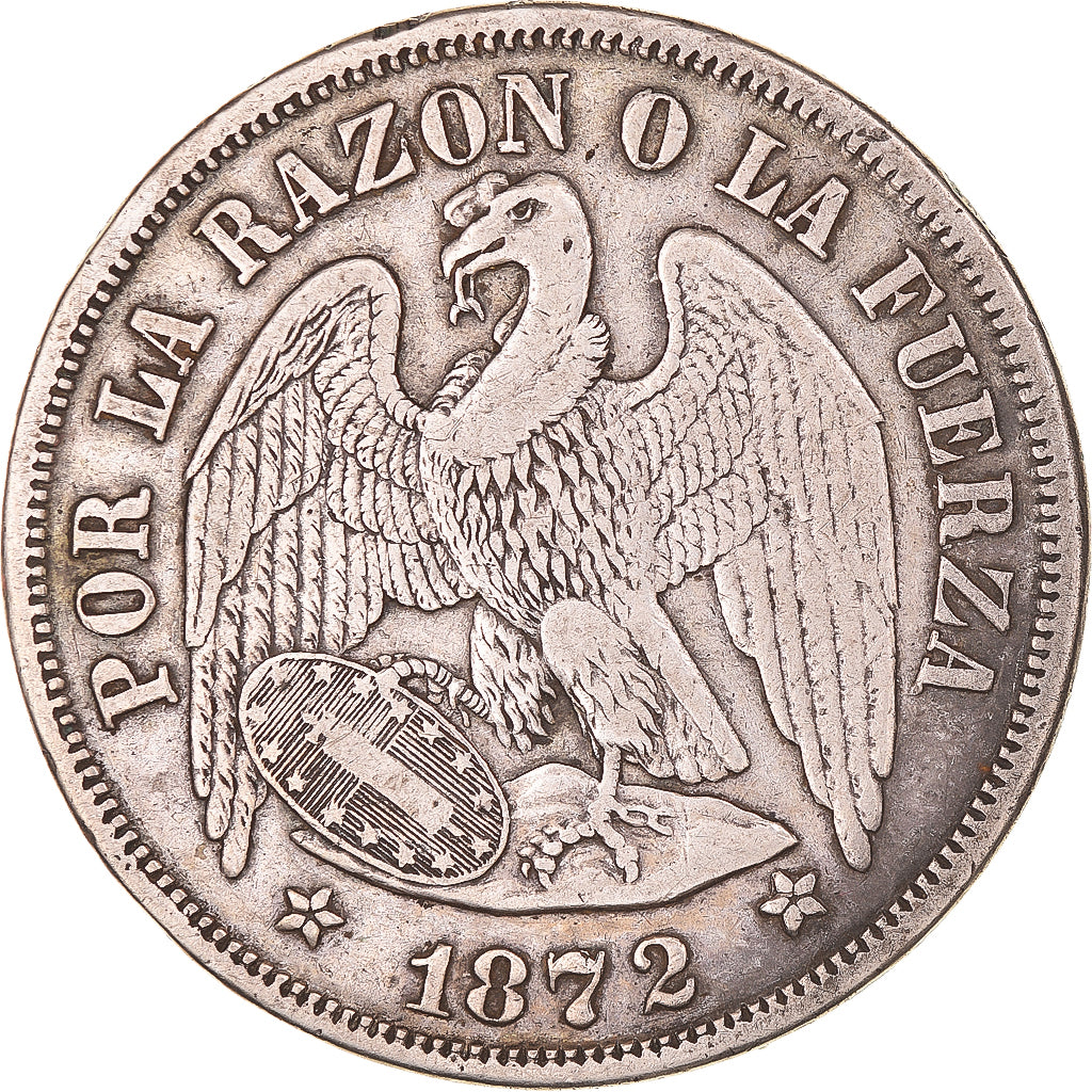 Monnaie, Chili, Peso, 1872, Santiago, TTB, Argent, KM:142.1