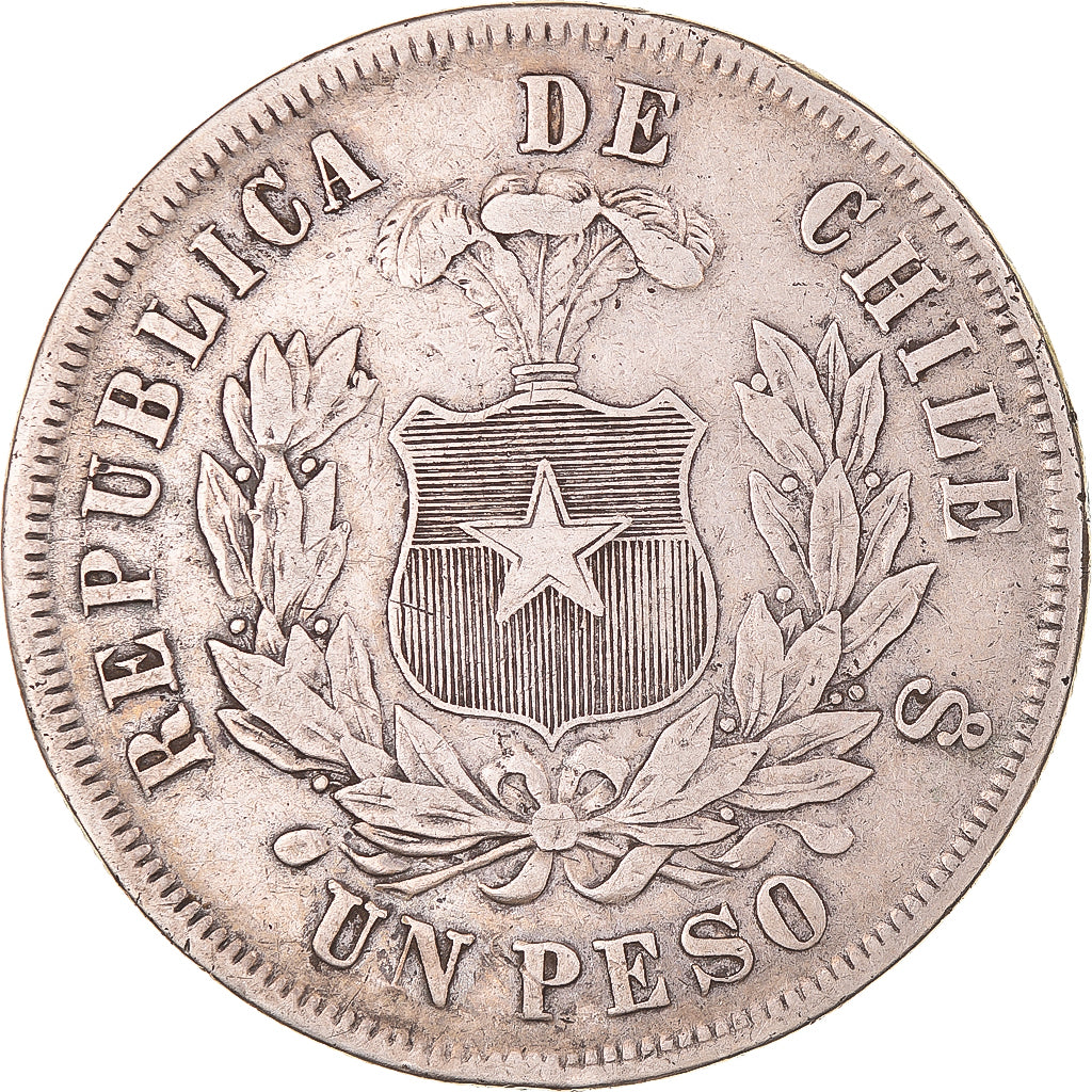 Monnaie, Chili, Peso, 1872, Santiago, TTB, Argent, KM:142.1
