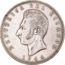 Moneda, Ecuador, Antonio José de Sucre, 5 Sucres, 1944, Mexico, MBC+, Plata