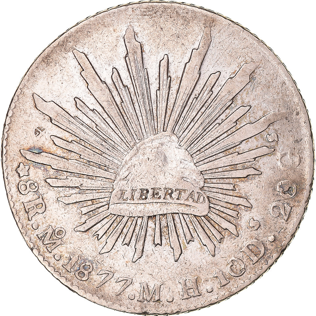 Coin, Mexico, 8 Reales, 1877, Mexico City, VF(30-35), Silver, KM:377.10