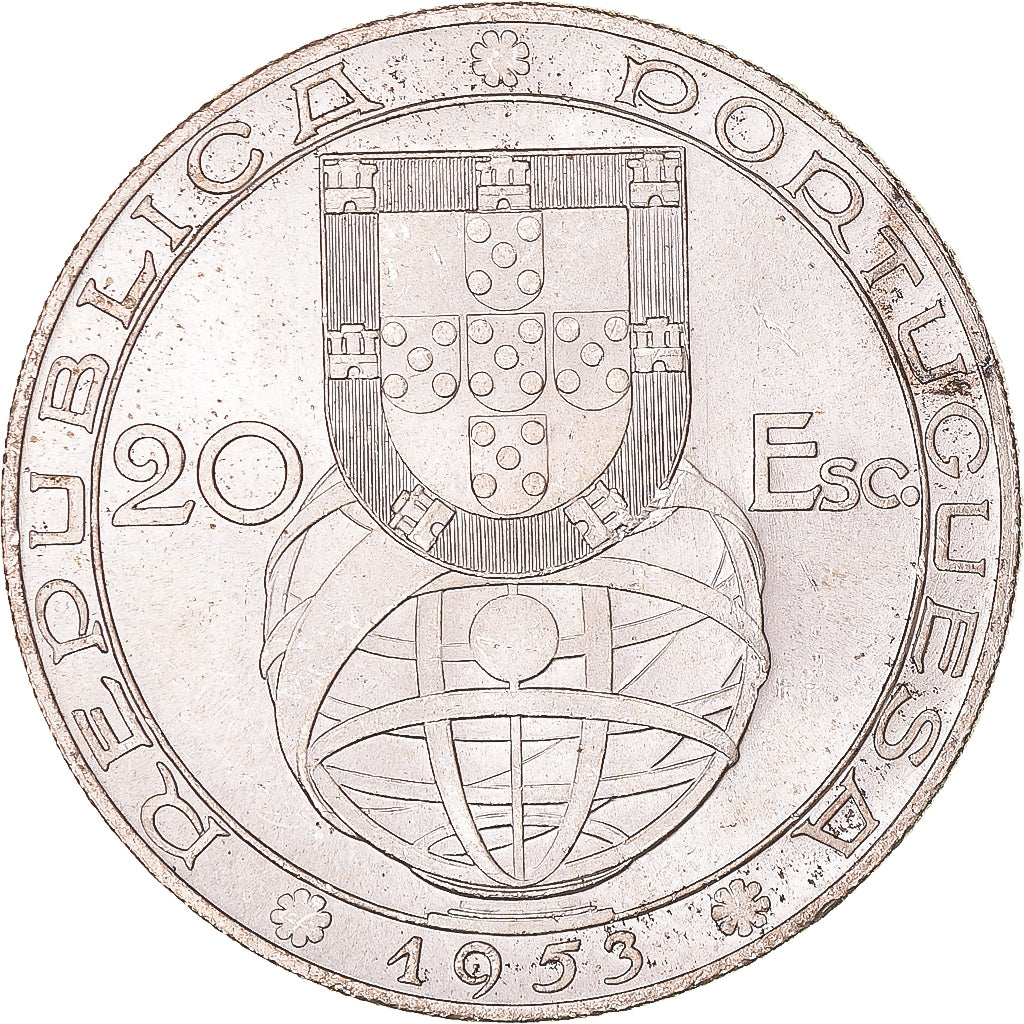 Münze, Portugal, 20 Escudos, 1953, Lisbon, Renovação Financeira, VZ+, Silber