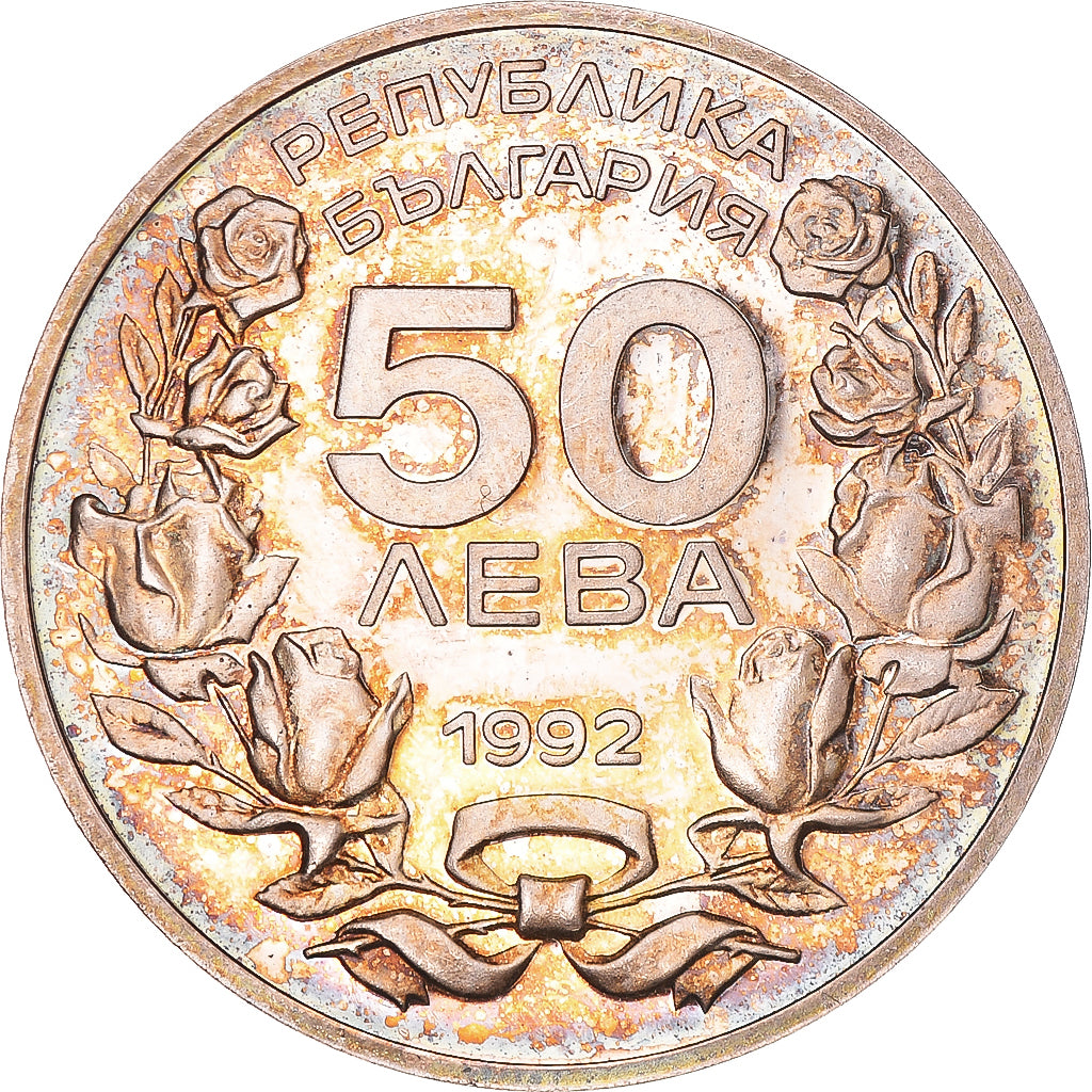 Moneta, Bulgaria, 50 Leva, 1992, Sofia, Proof, SPL, Argento, KM:198
