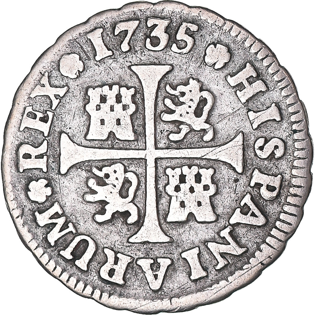 Münze, Spanien, Philip V, 1/2 Réal, 1735, Madrid, S+, Silber, KM:350.1