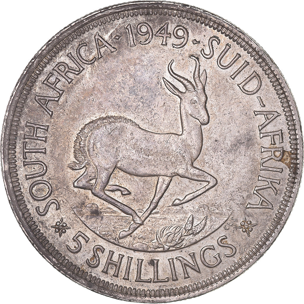 Coin, South Africa, George VI, 5 Shillings, 1949, Pretoria, AU(50-53), Silver