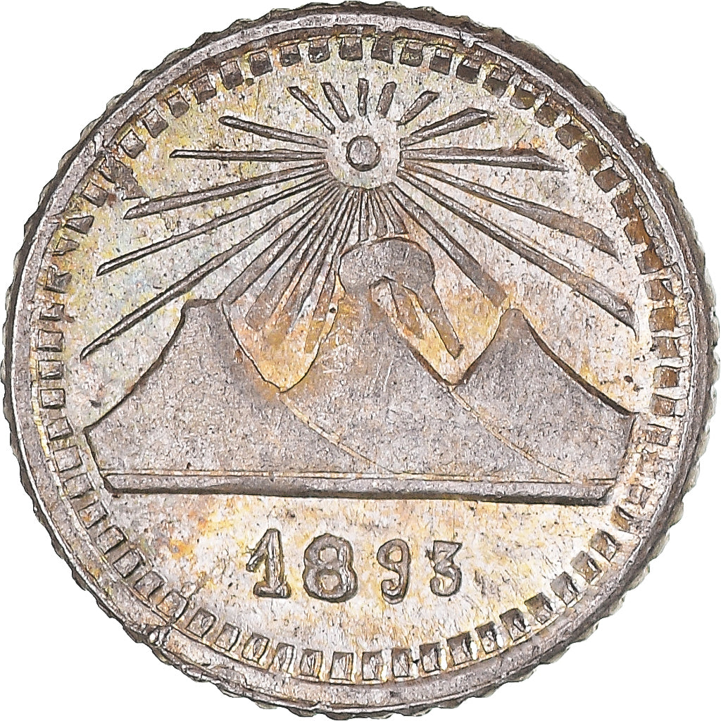 Coin, Guatemala, 1/4 Réal, 1893, MS(63), Silver, KM:159