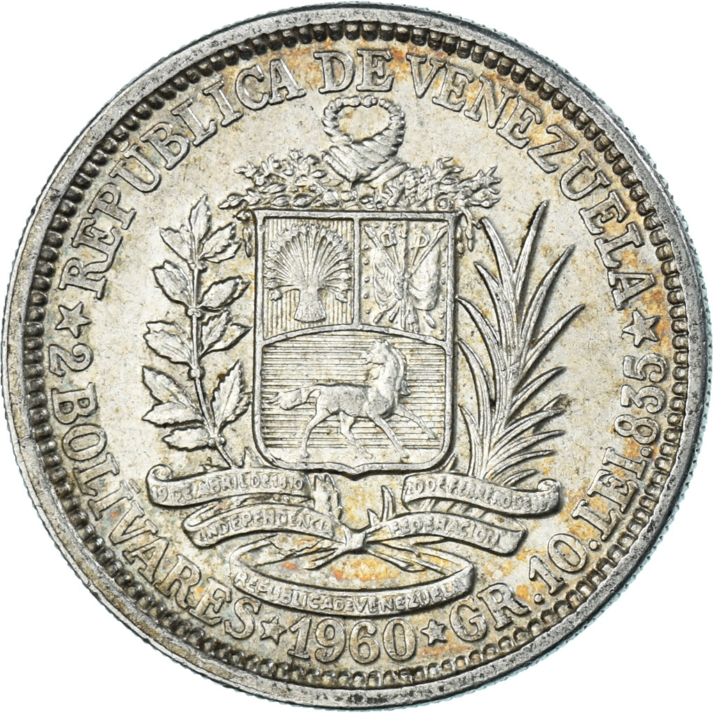 Monnaie, Venezuela, 2 Bolivares, 1960, Paris, TTB+, Argent, KM:A37