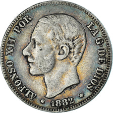 Coin, Spain, Alfonso XII, 2 Pesetas, 1882, Madrid, VF(30-35), Silver, KM:678.2