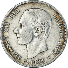 Coin, Spain, Alfonso XII, 2 Pesetas, 1882, Madrid, VF(30-35), Silver, KM:678.2