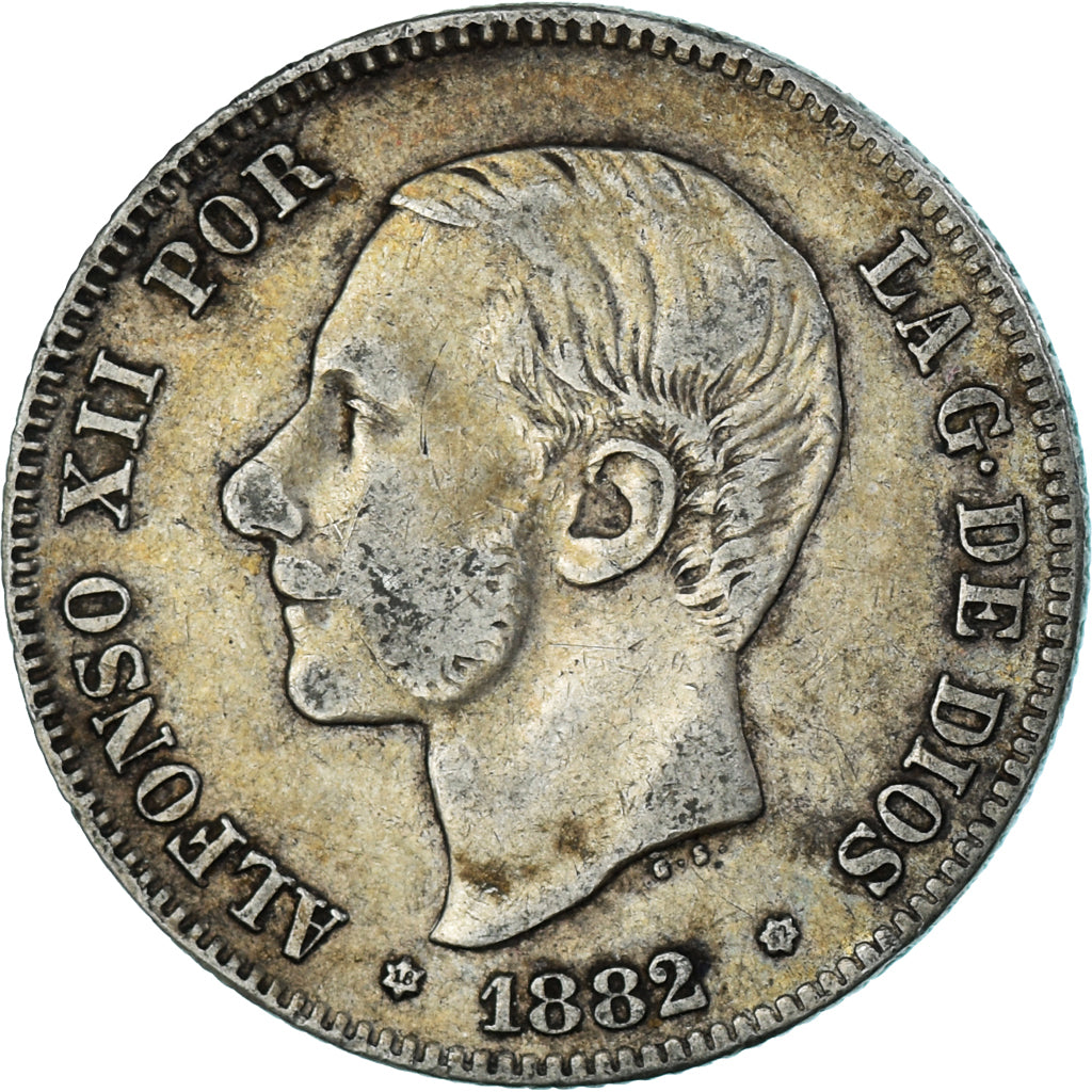 Coin, Spain, Alfonso XII, 2 Pesetas, 1882, Madrid, VF(30-35), Silver, KM:678.2