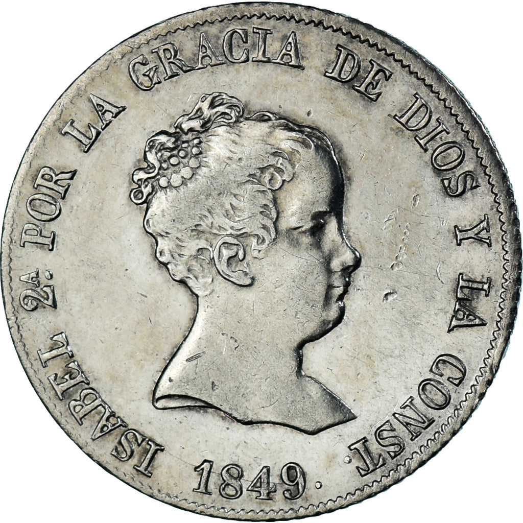 Moeda, Espanha, Isabel II, 4 Réales, 1849, Madrid, EF(40-45), Prata, KM:519.2