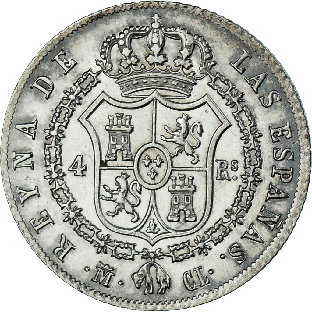 Moeda, Espanha, Isabel II, 4 Réales, 1849, Madrid, EF(40-45), Prata, KM:519.2