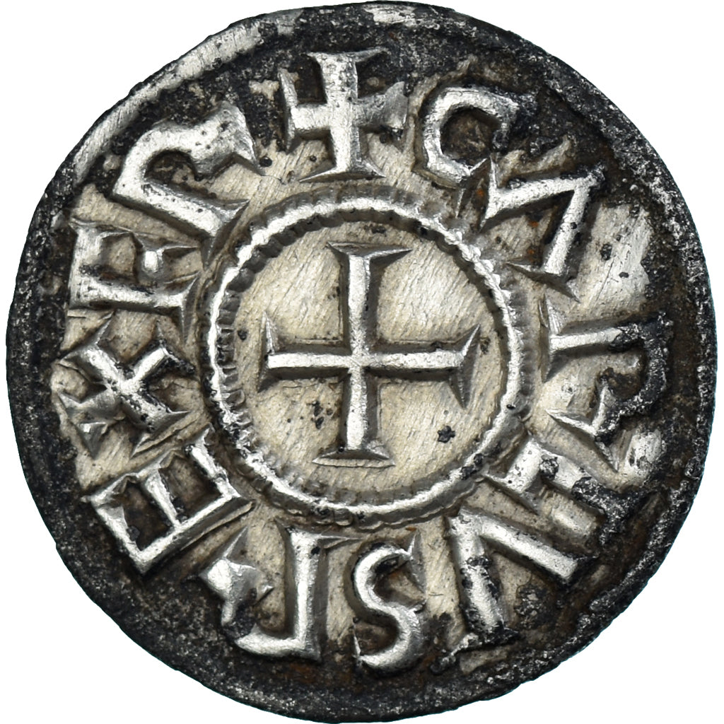 Moneda, Francia, Charles le Chauve, Denier, 840-864, Melle, MBC, Plata