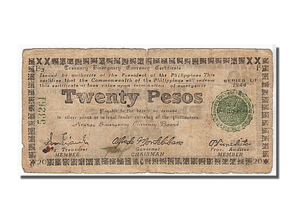 Philippines, 20 Pesos, 1944, KM #S678, VF(30-35)
