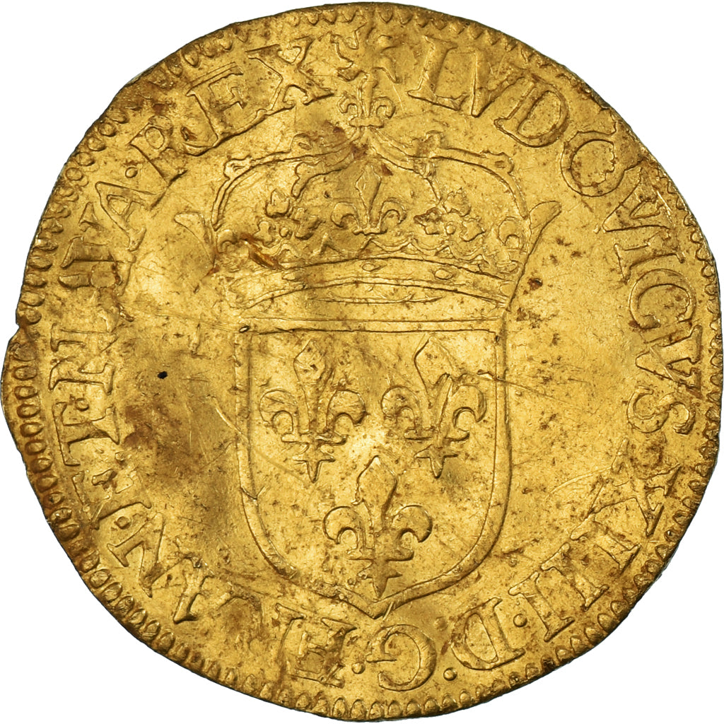 Coin, France, Louis XIII, Ecu d'or, 1638, Paris, VF(30-35), Gold, KM:41.1