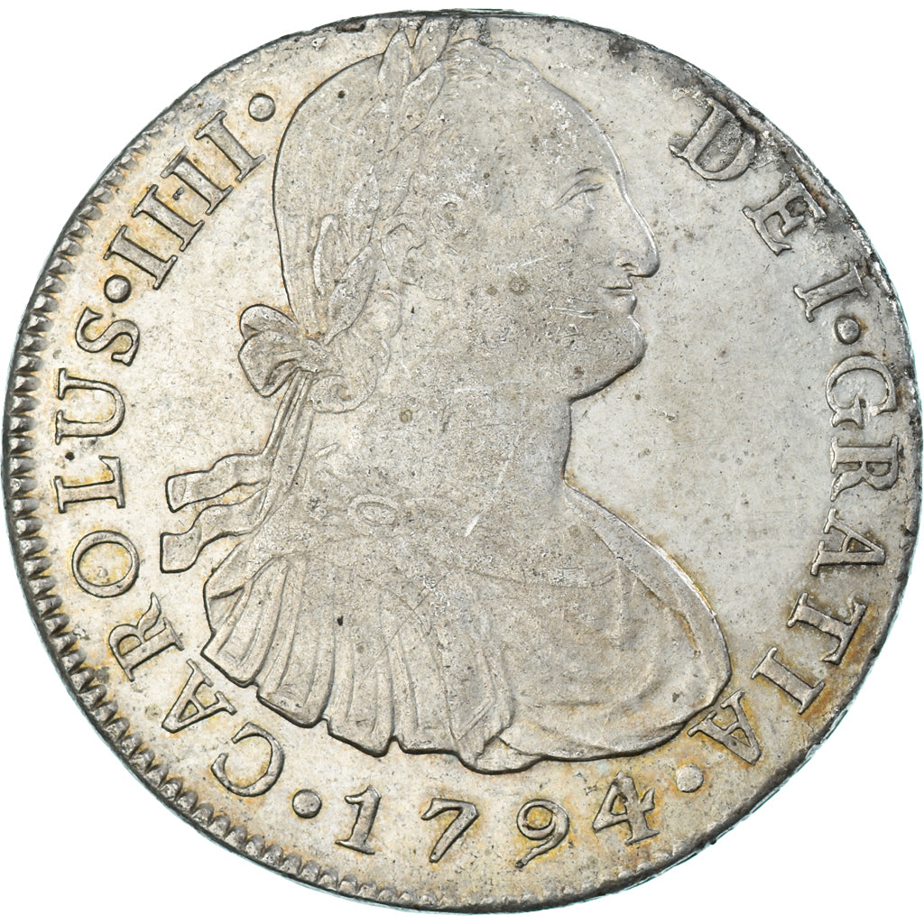 Munten, Spanje, Charles IV, 8 Reales, 1794, Lima, IJ, ZF, Zilver, KM:97