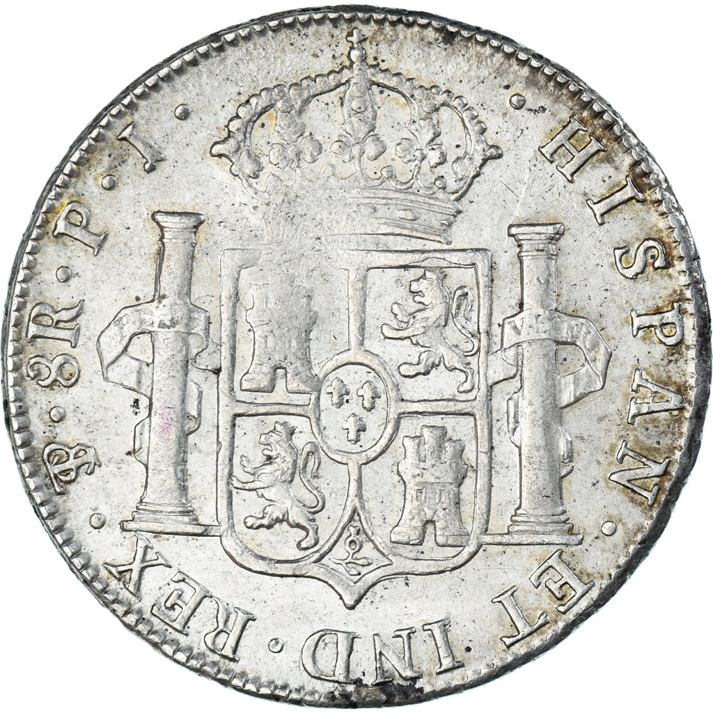 Munten, Spanje, Charles III, 8 Reales, 1808, Potosi, PJ, ZF, Zilver, KM:73