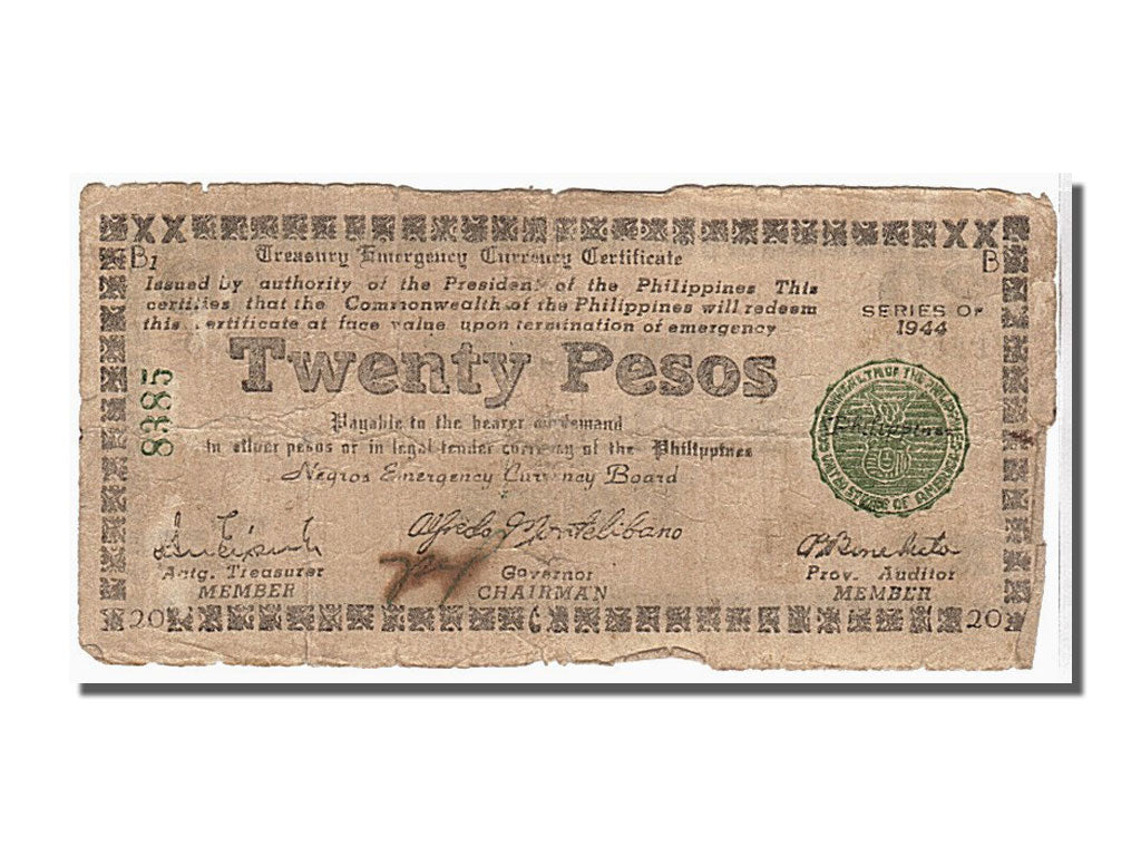 Philippines, 20 Pesos, 1944, KM #S678, VF(30-35)
