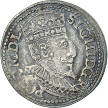 Moneda, Polonia, Sigismund III, trojak, 3 grosze, 1596, Olkusz, MBC+, Plata
